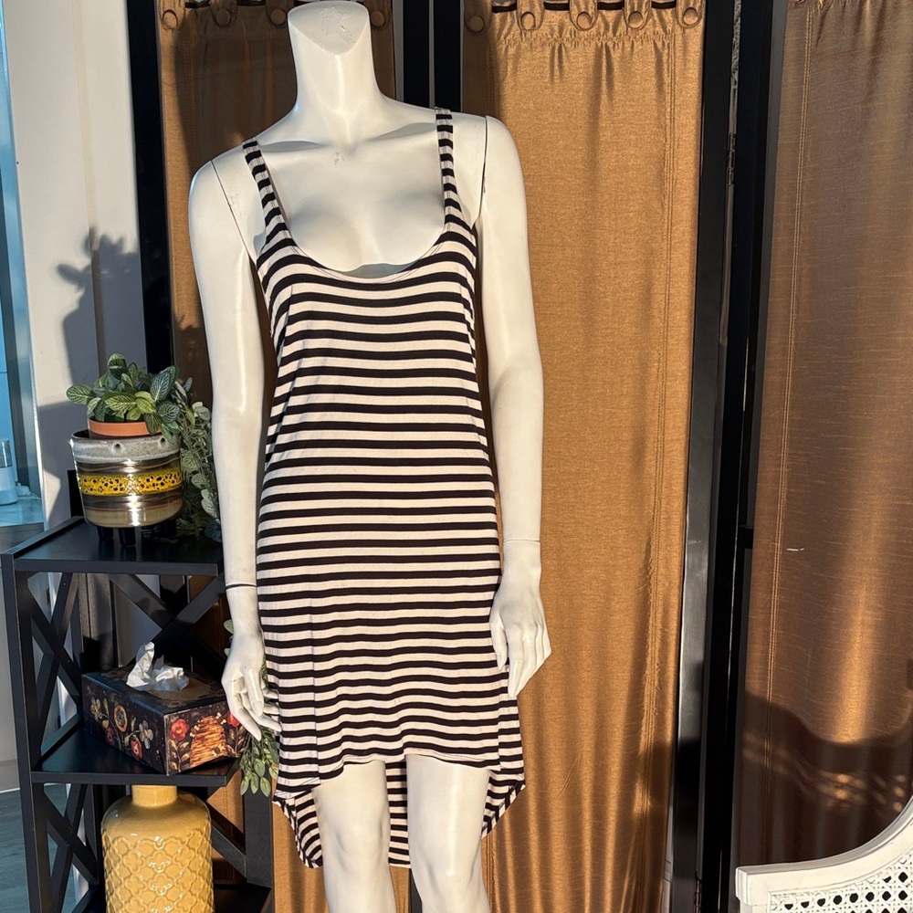 Volcom Black and White Striped Asymmetrical Dress